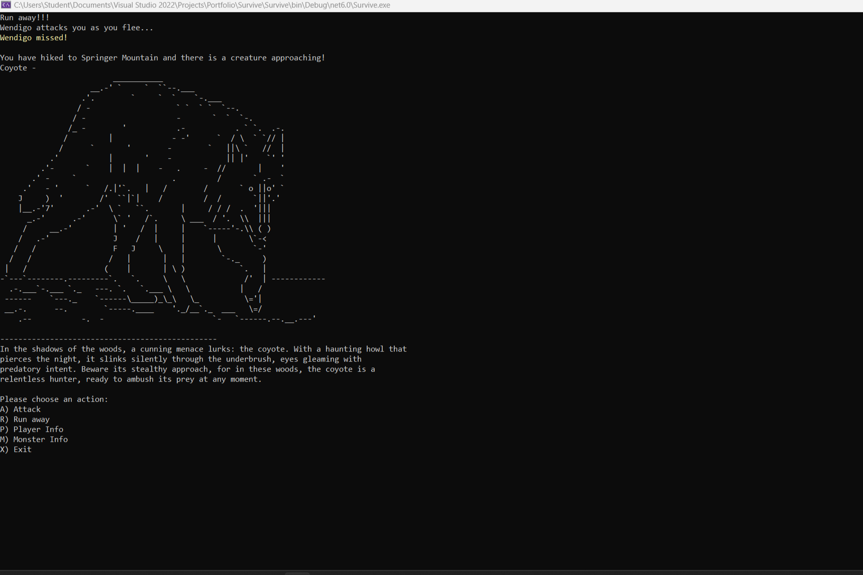 coyote ascii art